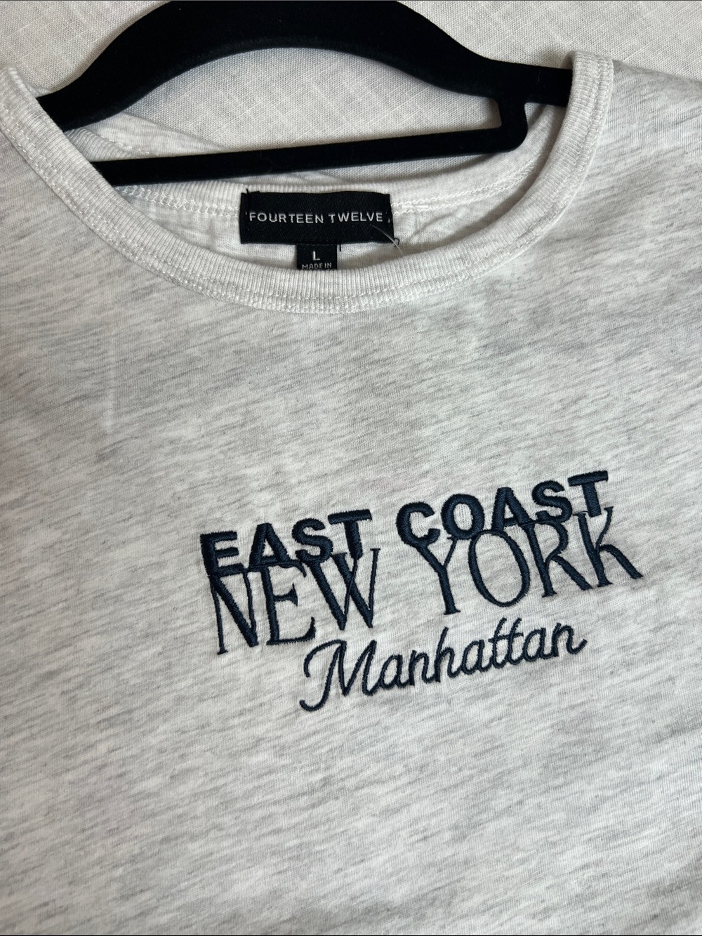 🌞Fourteen Twelve East Coast New York Manhattan Graphic Heather gray Tee women L